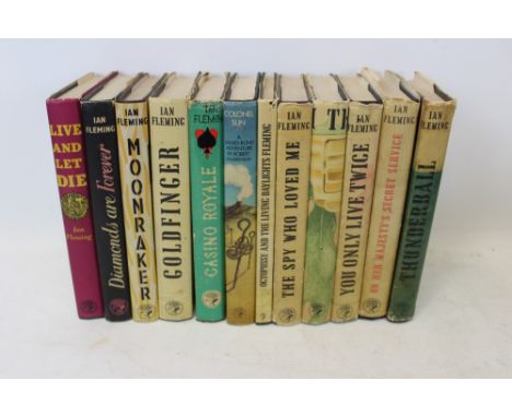 Books Collection of 1960's James Bond novels. Cape First editions include 1961 Thunderball, 1964 On Her Majesty's Secret Serv