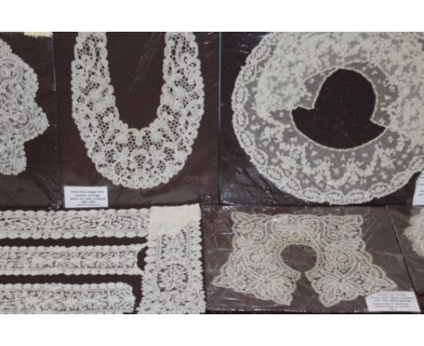 Antique 19th century hand-made and machine-made lace including Bertha collar made in Burano with muslin and needle-made filli