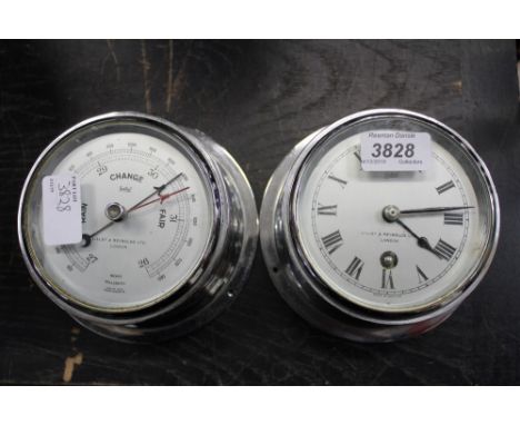 Sestrel ships clock and barometer, retailed by Liĺley &amp; Reynolds Ltd, London