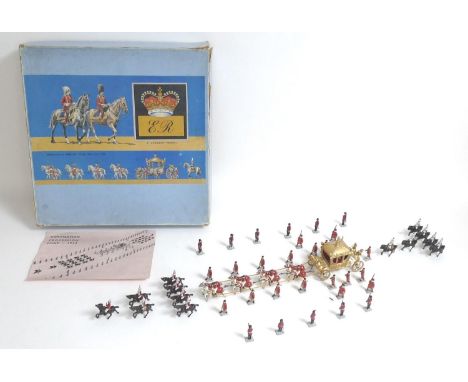 A John Hill and Co 'Coronation Procession' Set, containing painted lead figures of soldiers, cavalry and the golden coach wit
