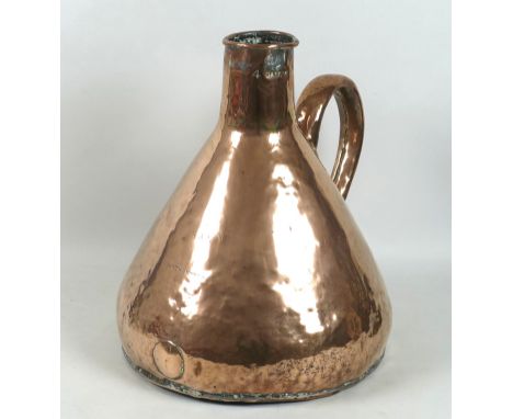 An early 19th century copper four gallon / one bushel measure, flask or pitcher, makers Smith &amp; Webb, 34 by 40cm high. 