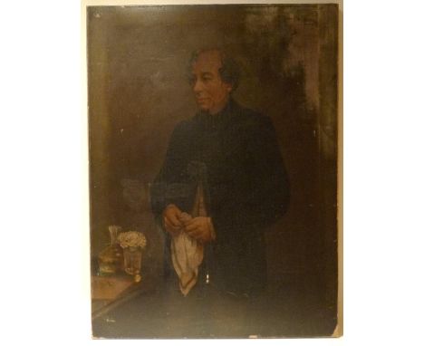After G. H. Barrable: an oliograph portrait of Benjamin Disraeli, laid onto canvas, 81 by 61cm, unframed. 