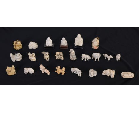 Large Collection of (23) Carved Netsuke Figures Approx Sizes: 1.5 - 2.5 in.