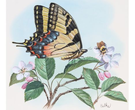 Don Balke (North Carolina, B. 1933) "Tiger Swallowtail" Signed lower right. Original Watercolor on Illustration Board. Proven