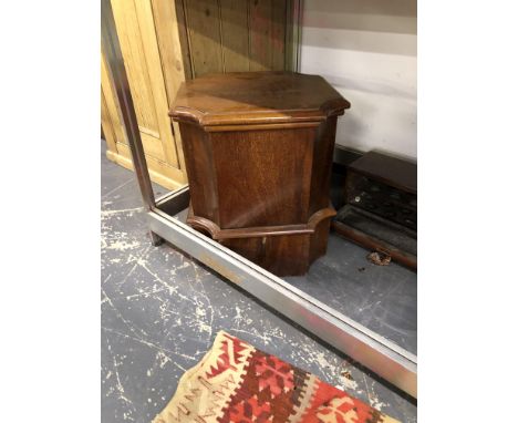 A VICTORIAN COMMODE, AN ANTIQUE PINE TOOL BOX, AND A COLLECTORS CABINET. 