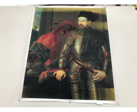 A DECORATIVE PORTRAIT PICTURE OF A SPANIARD IN ARMOUR.