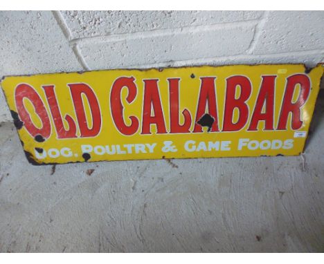 An old Calabar Dog, Poultry and Game Foods enamel sign 