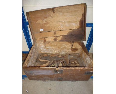 A box of old cobbler's tools