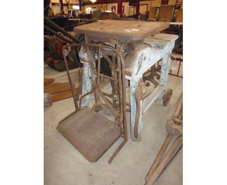 An unusual wooden framed set of Charles Burrell of Thetford farm scales and weights 