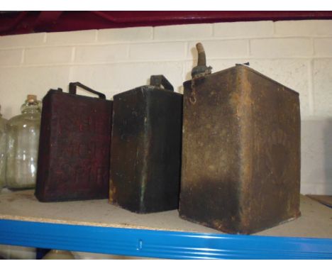 Three petrol cans (Shellmex BP Ltd; Ensign Motor Spirit; and a Shell Motor Spirit)
