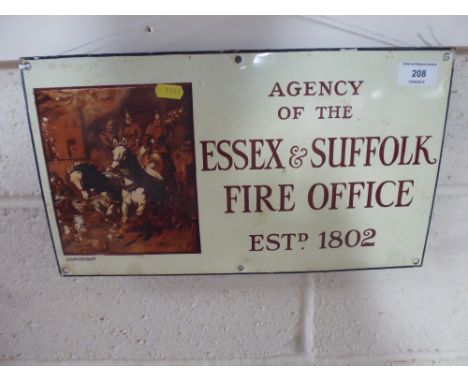 An Essex and Suffolk Fire Office enamel sign