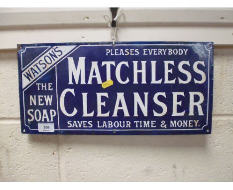 A Watson's Matchless Cleanser enamel advertising sign