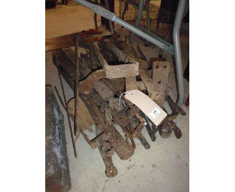A large quantity of gate hinges