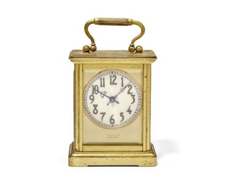 An early 20th century American gilt carriage timepiecesigned Chelsea Clock Co., Boston, retailed by Tiffany &amp; Co., New Yo