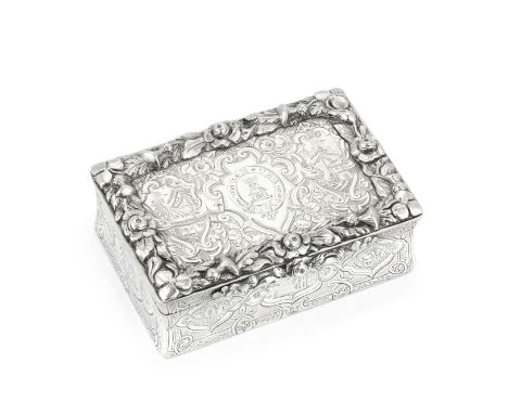 Worcestershire Regiment: a Victorian silver snuff boxCharles Rawlings and William Summers, London 1853 Rectangular, engraved 