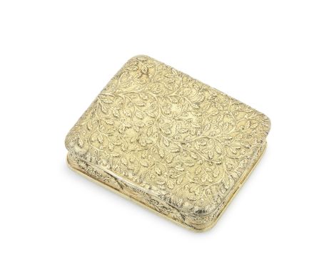 A George III silver-gilt snuff boxJoseph Ash I, London 1811 With die-cast acorn and oak leaf detail to top and base, twisted 