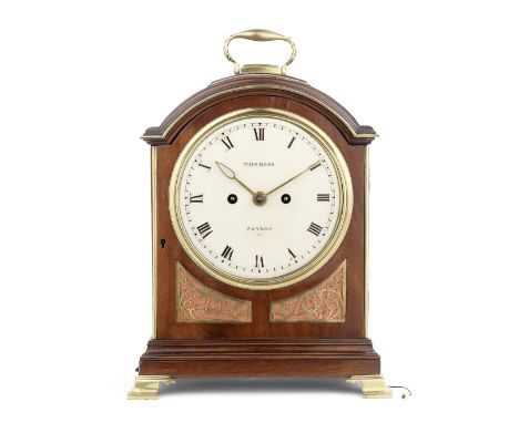 An early 19th century mahogany and brass mounted bracket clock with pull repeatthe dial and movement signed and numbered Thom