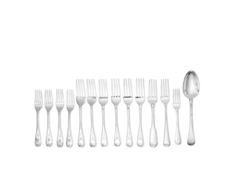 A quantity of silver flatware, predominately George III - Victorian,varying maker's and datesComprising: Fiddle and Thread, s