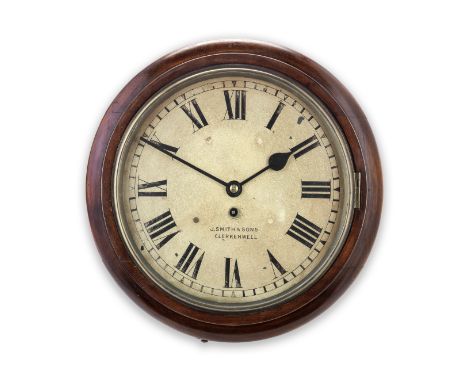 A late 19th century mahogany cased wall timepiecethe dial signed J. S. Smith, Clerkenwellthe 11' painted dial with Roman nume