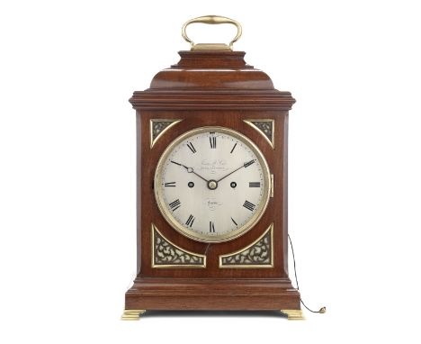 A George III and later mahogany and brass mounted bracket clock with pull repeatthe dial and movement signed and numbered Jam