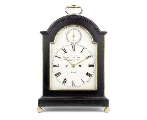 An early 19th century ebonised brass mounted bracket clockthe dial and movement signed P.G.Dodd, 79, Cornhill Londonthe arche