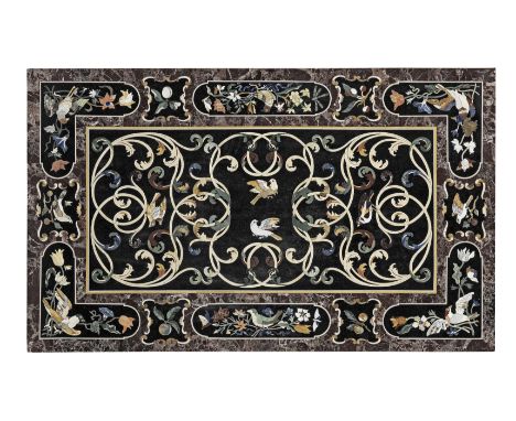 A pietra dure table topafter a Florentine early 18th century modelInlaid with various hardstones and marbles, the central rec