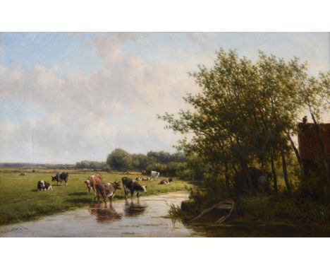 Willem Vester (Dutch 1824-1895)Cows in a river landscapeOil on canvas Signed lower left 44 x 71cm (17¼ x 27¾ in.)Condition Re