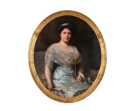 λ Boleslaw Jan Czedekowski (Polish 1885-1969)Portrait of Emma MachanekOil on canvas, oval Signed and dated 1911 to canvas fol