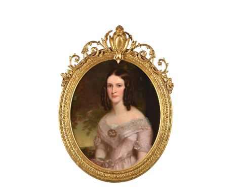 English School (19th century)Portrait of a ladyOil on canvas, oval 73 x 59cm (28½ x 23 in.)Condition Report: The canvas has b