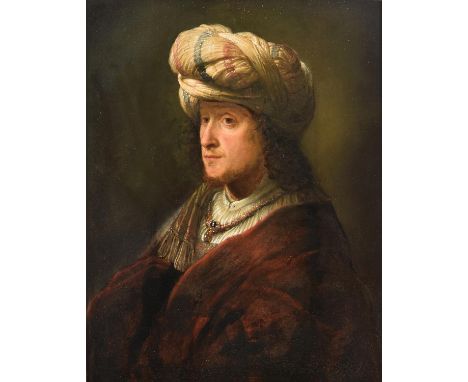 Follower of Rembrandt van RijnPortrait of a gentleman, possibly the artistOil on panel 70 x 54cm (27½ x 21¼ in.)Provenance:Mr