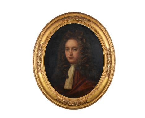 English School (17th century)Portrait of a gentleman, possibly the Duke of MarlboroughOil on canvas, oval Inscribed to label 
