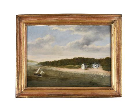 F. Clarke (British c.1868)A house by an estuary, a cricket match beyondOil on boardSigned and dated lower left30 x 40cm (11¾ 