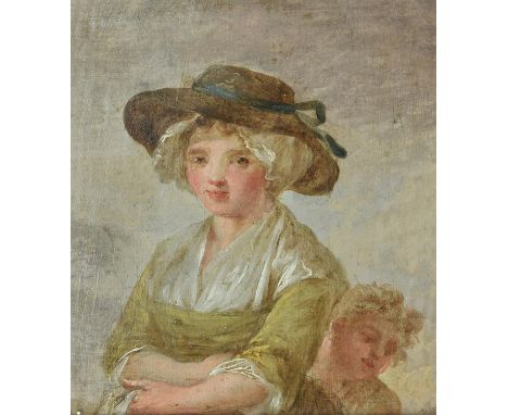 Attributed to George Morland (British 1763-1804)Study of a young ladyOil on panel 14 x 11.5cm (5½ x 4½ in.)Provenance:Collect