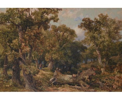 Circle of Peter de Wint (British 1784-1849)Gathering woodWatercolour 37 x 54cm (14½ x 21¼ in.)Condition Report: A light blue 