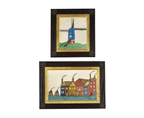 English Naive School (19th century)A Windmill & FactoriesPen, ink and watercolour20 x 17cm (7¾ x 6½ in.); and 7.1/2 x 11.3/4 