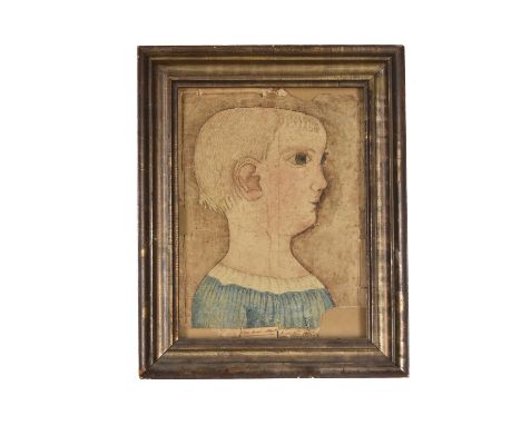 American Naive School (19th century)Portrait of a childPen, ink and watercolourInscribed and indistinctly dated Townley. Aged