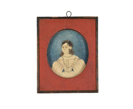 American School (early 19th century)Portrait of a young lady, small half-length, with a black hair bandPen, ink and watercolo