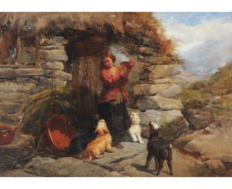 Henry Bright (British 1810-1873)Feeding time Oil on board Signed and dated 1857 mid left 52 x 69cm (20¼ x 27 in.)Please note: