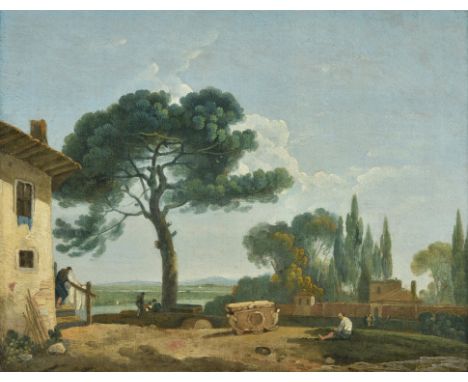 Circle of Richard Wilson (British 1713-1782)Villa Emiliana near Rome Oil on canvas Inscribed and titled to label verso 37.3 x