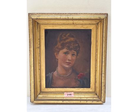ENGLISH SCHOOL. 19TH CENTURY. Portrait of a lady. Indistinctly signed. Oil on glass panel 10'x 8'.