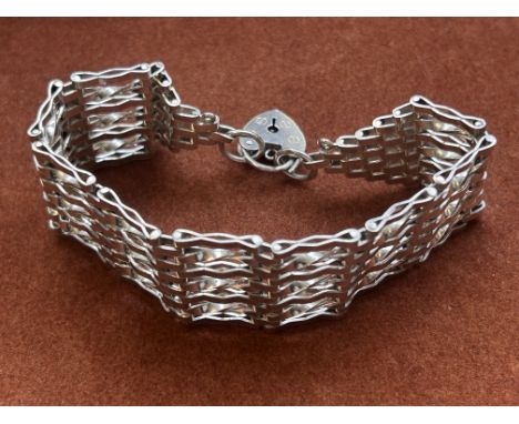 Silver 7 bar gate bracelet 