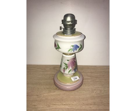 VINTAGE HAND PAINTED GLASS OIL LAMP (NO SHADE)