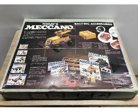 LARGE COLLECTION OF VINTAGE MECCANO IN 2 TOOLBOXES AND 3 BOXES INC AEROPLANE AND POWER SUPPLIES GOOD LOT