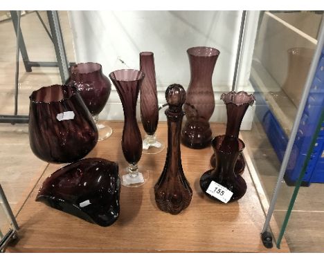 9 ITEMS OF AMETHYST GLASS