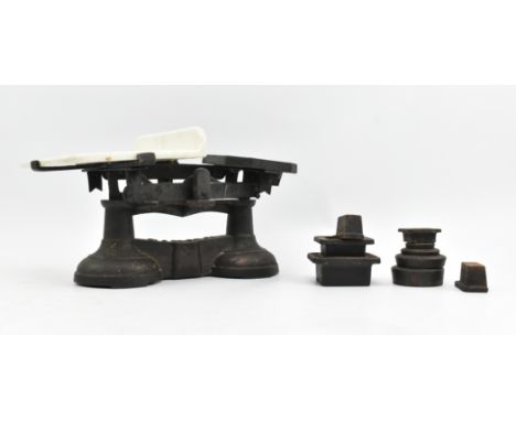 H. Webb &amp; Co Birmingham - a set of vintage 20th century cast iron shop scales and weights. The countertop scales of typic