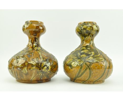 Albert Dean for Phoenix Works - a pair of early 20th century Aesthetic movement ceramic vases. Each vase of baluster form, of