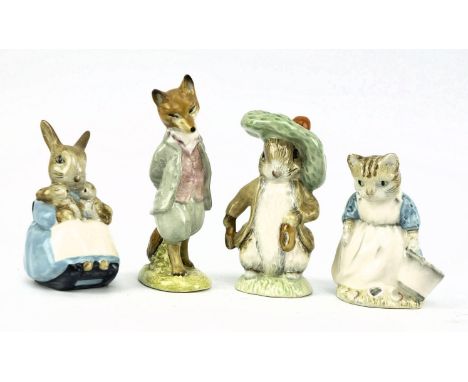 Royal Albert &amp; Beswick porcelain - four 20th century Beatrix Potter ceramic figurines. The lot to comprise 1954 Foxy Whis