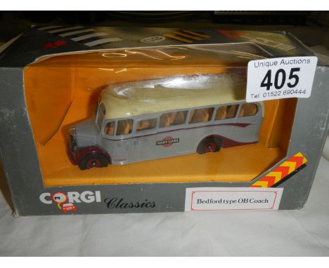 A boxed Corgi Classics Bedford type OB coach. 