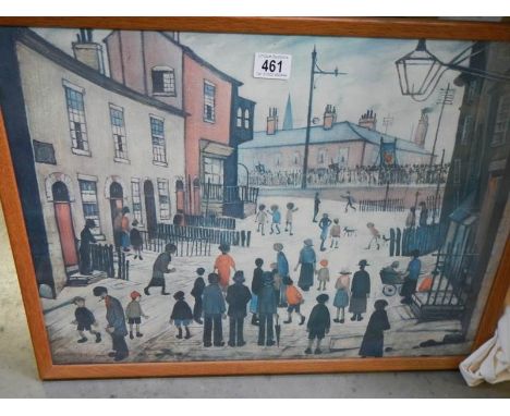 A framed L S Lowry print, 1938. 