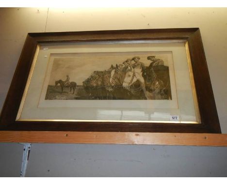 An early framed and glazed print featuring Confederate soldiers. 